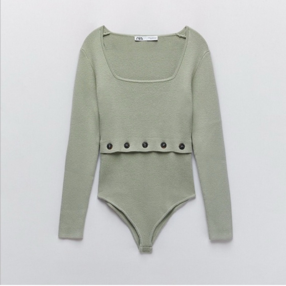 Light green long sleeve sweater bodysuit